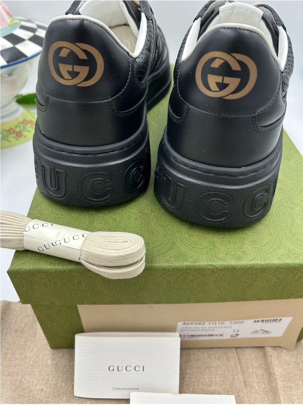 Men’s Gucci GG embossed leather sneakers size 13 fit 13.5 US made in Italy - Picture 10 of 14